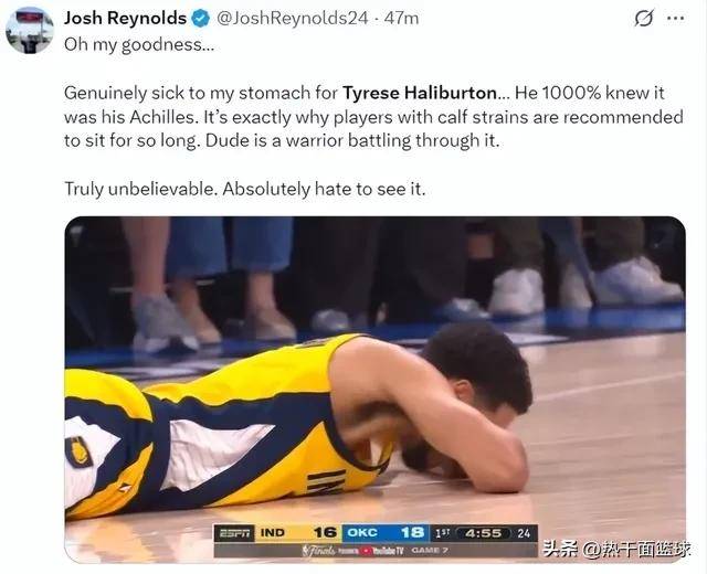 关于NBA-哈利伯顿右跟腱撕裂总决赛带伤作战的信息